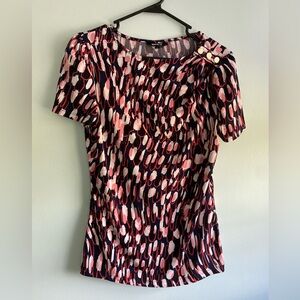 Multi-colored short-sleeved top by DKNY; size S